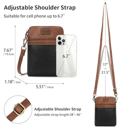 SENDEFN Cell Phone Purses for Women Small Crossbody Bag Shoulder Handbag with Adjustable Strap - color: A04-black Brown