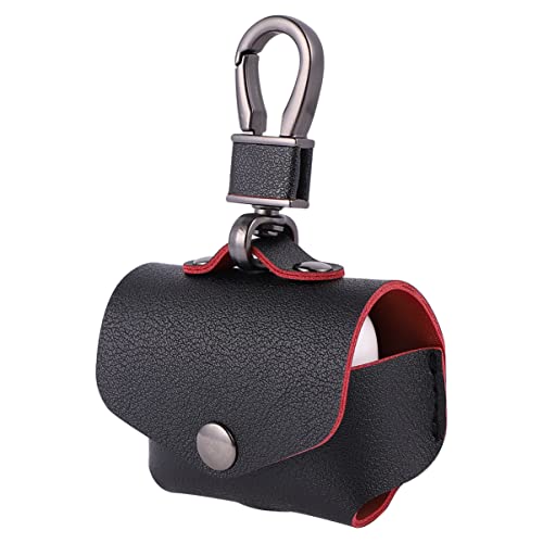 Mikikit Leather Bag for Wireless Earphone Case Case Leather with Keychain Snap Closure Protective Cover Hollow Bottom Charging Access Carrying Pouch for - color: Black