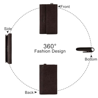 Montana West Women's Wallets Large Capacity Cell Phone Wristlet for Woman Ladies Female Cash Wallet with Wrist Strap and Rfid Lining - color: Coffee
