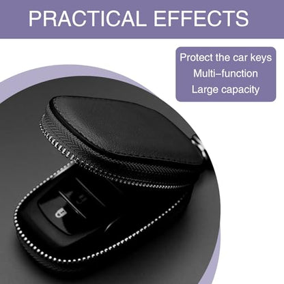 Universal Key Fob Covers for Car Keys, Car Smart Leather Key fob Holder for Remote Key Fob, Key Organizer with Hook, Suitable for Most Cars (Black)