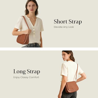 befen Leather Crossbody Bags for Women Genuine Leather Purse with RFID Card Slots Trendy Saddle Bag Womens Handbag - color: Brown