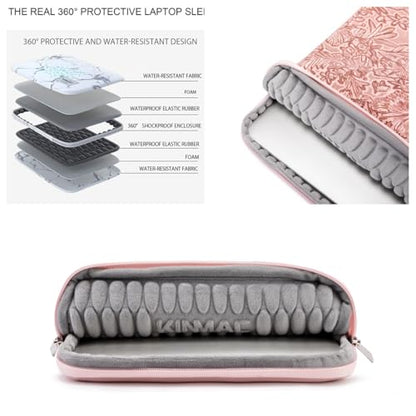 Kinmac Embossed PU Leather 360° Heavy Duty Protective Laptop Sleeve with Poacket (Pink Flower, 16 inch-16.2 inch) - color: Pink Flower, size: 16 inch-16.2 inch