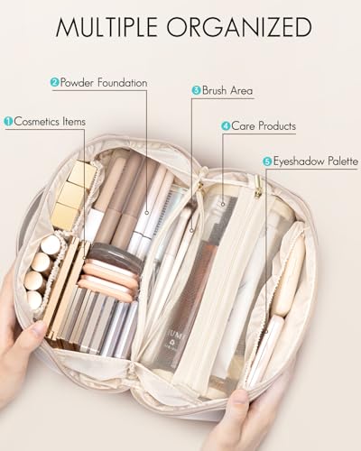 VLANDO Personalized Makeup Bag,Gifts for Women, Letter S,Off White - color: 14.White-S