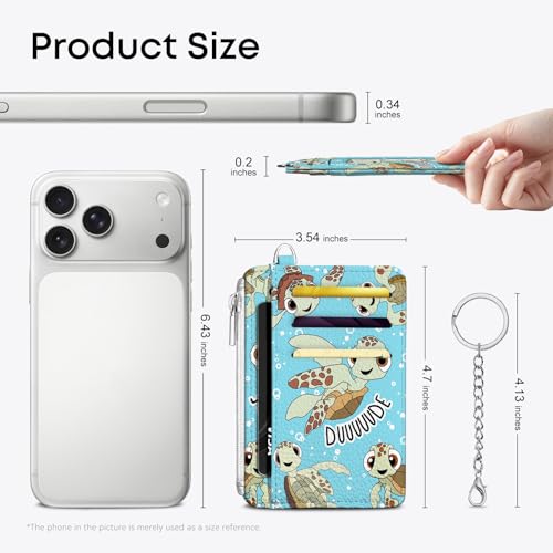 Sea Turtle Credit Card Holder Small Wallet for Women | Slim RFID Wallet Front Pocket with Zipper Coin Pocket, Travel Thin Card Case with ID Window - color: Sea Turtle