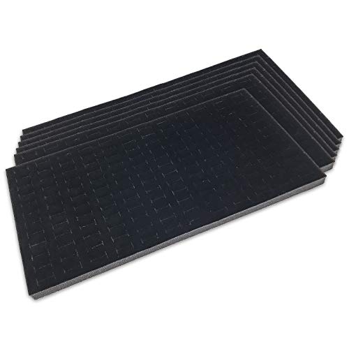 TheDisplayGuys - 6-Pack Deluxe Black Velvet Jewelry Ring Display Foam Pad Insert - 144 Slots Holder - 14x7 Full Size - color: Velvet (Black), size: 144 Slots