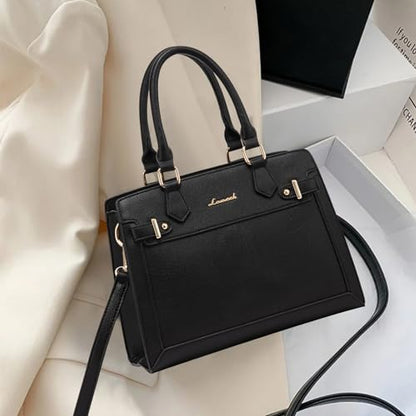 LOVEVOOK Purses and Handbags for Women, Tote Shoulder Bag Satchel Purse and PU Leather Top Handle for ladies - color: Black-s
