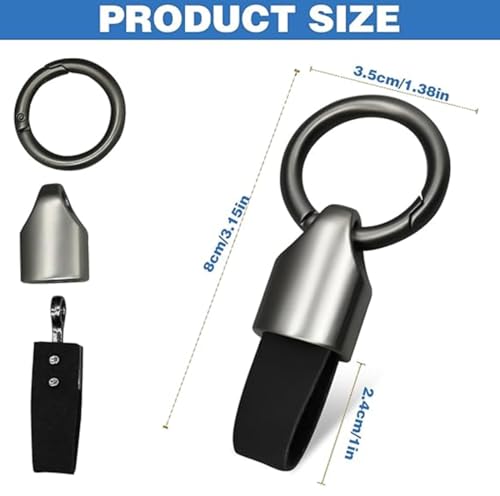Car Key Chain Clip Leather Keychain Key Fob, Key Chain Rings for Car Keys Key Holder with Zinc Alloy Buckle for Men - color: Gold Gray