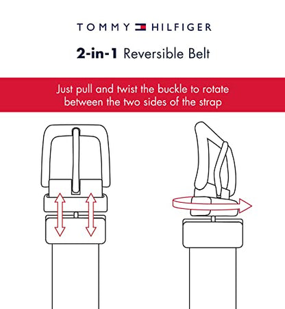 Tommy Hilfiger Women's Casual Leather 2-in-1 Reversible Fashion Belt - color: Black/Navy, size: Medium