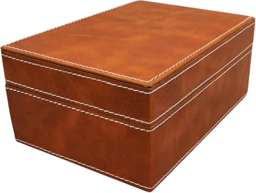 collectiblesBuy Handmade Brown Leather Storage Box Solid Wood Organizer with Classical Stitched Design Decorative Keepsake Case for Home & Office