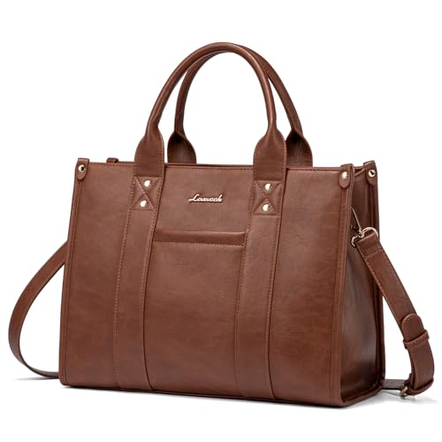 LOVEVOOK Purse for Women Leather Tote Bag Purse and Handbags, Satchel Shoulder Crossbody Top Handle Bags with Zipper - color: Brown