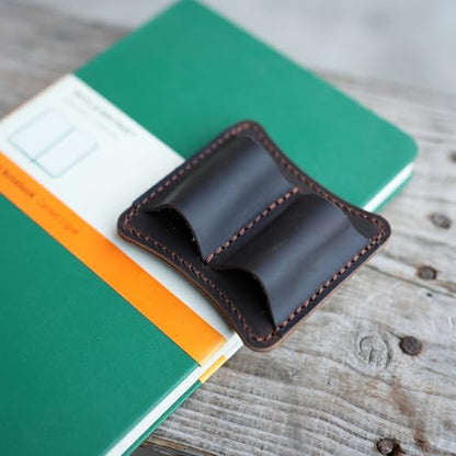 JJNUSA Genuine Leather Travel Joural A5 A6 Pen Holder Clip Notebook Pen Loop Stylish, notebook pen pencil holder clip and Practical Pen Organizer (Darkbrown) - color: Darkbrown