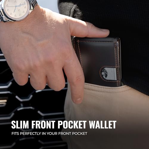 Kingly Cash Clip Slim Leather Wallet for Men with RFID, Classic Brown | Money Clip & Front Pocket Bifold, Quick Access with Pull Tab, Holds 12 Cards, Durable Lightweight Design, 12-Month Guarantee - color: Classic Brown