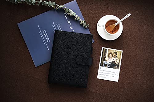 Moterm Leather A5 Planner Cover Fits Hobonichi Cousin, Stalogy & Midori MD | Original Collection (A5+), Pebbled-Black, with Built-in Pen Loop, Card Slots and Back Pocket - color: Pebbled-black