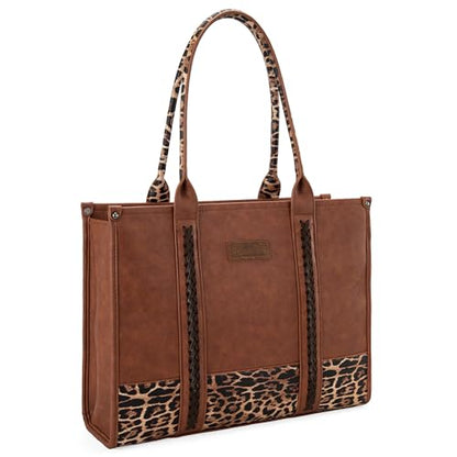 Montana West × Wrangler Tote Bag for Women Western Cow Print Purse Designer Top Handle Handbags - color: L Lepard, size: Large