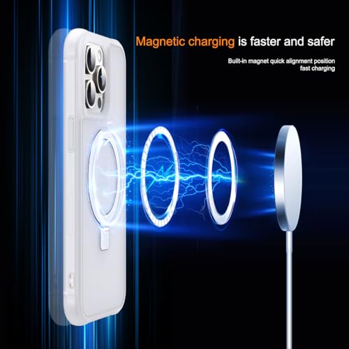 SKYLMW Compatible with iPhone 14 Pro Max Case with Stand,Translucent | iPhone 14 Pro Max Phone Case 6.7",Magnetic Ring Stand,Compatible with MagSafe,Military-Grade Protection,Great Grip Feeling - color: Translucent, size: Iphone 14 Pro Max