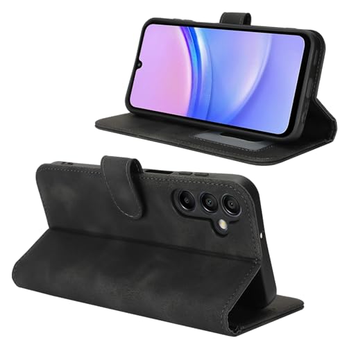for Samsung Galaxy A15 5G Case Wallet with Card Holder,Galaxy A15 5G Wallet Case for Men Women,PU Leather Magnetic Buckle Stand Flip Cover-Black - color: A2-Black