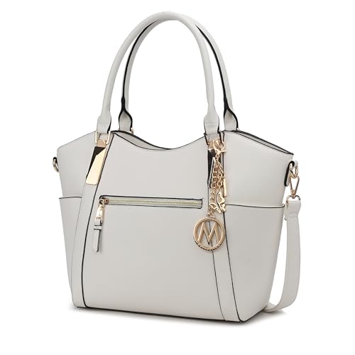 MKF Collection Tote Bag for Women Vegan Leather Shoulder Bag – Top-Handle Purse, Ladies Handbag by Mia K - color: Janise White