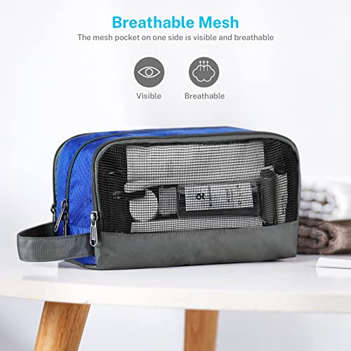 Gonex Travel Toiletry Bag for Men, Water Resistant Dopp Kit for Toiletries | Lightweight Nylon Shaving Bag, Multi Compartments, SBS Zippers, Side Handle, Perfect for Weekend Travel, Blue - color: Blue