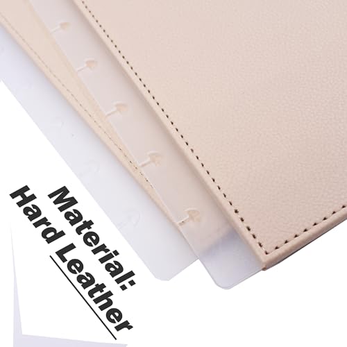 Hard PU Leather Discbound Notebook Covers Letter 1 Pair(Khaki) | Waterproof Luxury PU Leather 11 Mushroom Holes Business Journal Cover Compatible with Circa Arc TUL and Happy Planner etc. - color: Khaki, size: Letter