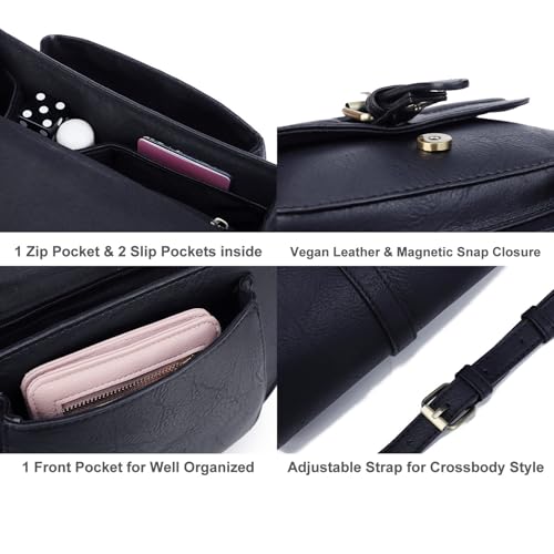AFKOMST Crossbody Bags for Women,Small Saddle Purse and Boho Cross Body Handbags,Vegan Leather - color: Navy