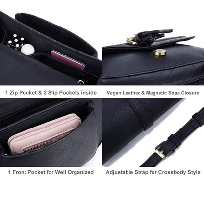 AFKOMST Crossbody Bags for Women,Small Saddle Purse and Boho Cross Body Handbags,Vegan Leather - color: Navy