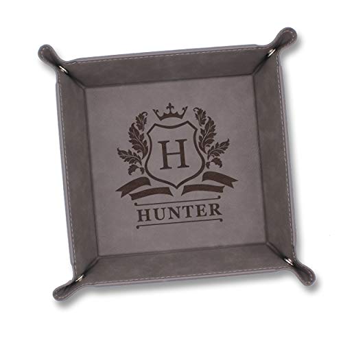 Custom Personalized Catchall Valet Catch All Tray - Engraved and Monogrammed (Gray) - color: Gray