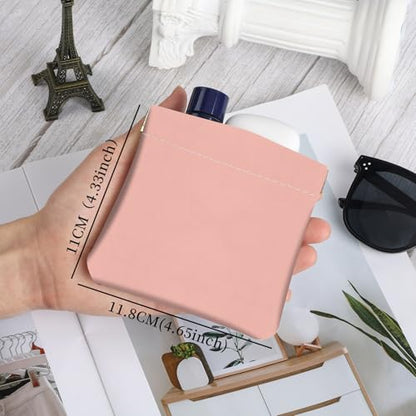 2Pcs PU Leather Small Squeeze Coin Purse Pouch Mini coin Bag Unique And Cute Wallet Cosmetic Bags Change Bag For Women Girls Men （Pink - color: Pink