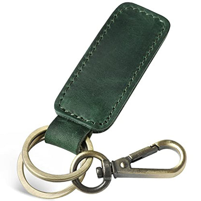 Jack&Chris Genuine Leather Car Keychain, Universal Key Fob Keychain, Leather Key Chain Holder for Men and Women, JC306 - color: Green