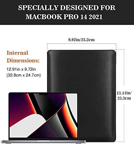 MoKo 14 Inch Laptop Sleeve Bag PU Leather Slim Protective Carrying Case - color: Black, size: 14 Inch