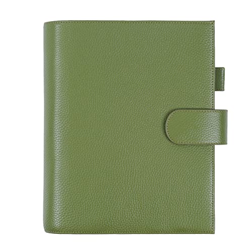 Moterm Leather Cover for Half Letter/Junior Discbound Planner, with Back Pocket (Pebbled-Olive) - color: Pebbled-olive