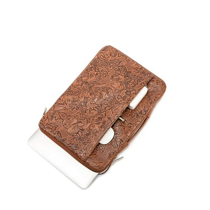 Kinmac Embossed PU Leather 360° Heavy Duty Protective Laptop Sleeve with Poacket (Coffee Flower, 12.5 inch-13.6 inch) - color: Coffee Flower, size: 12.5 inch-13.6 inch