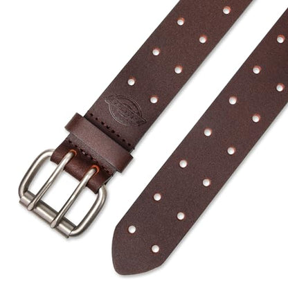 Dickies Men's Double Prong Leather Work Belt – Fully Adjustable, Regular & Big and Tall Sizes - color: Brown, size: 30