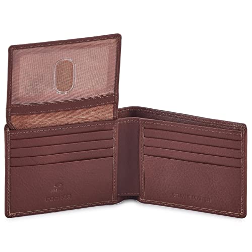 Wallet for Men Slim RFID Blocking Leather Bifold Minimalist 2 ID Windows Gift Box Carteras Para Hombres (NAPA, TAN) - color: TAN NAPA