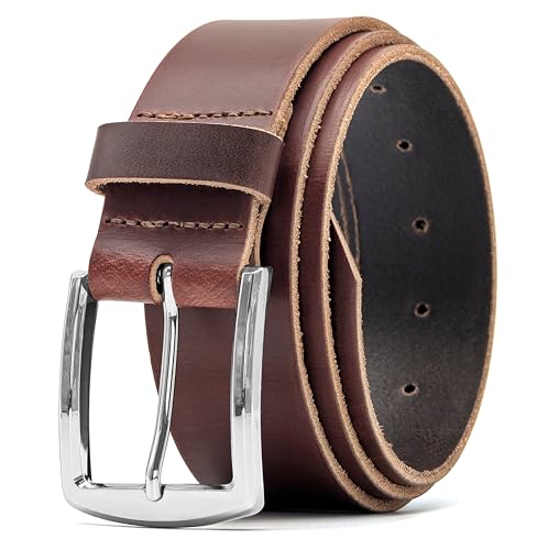 Ashford Ridge Made in England 40mm Full Grain Leather Belt with Classic Buckle - color: Antique Brown, size: 3XL (48" - 52" waist)