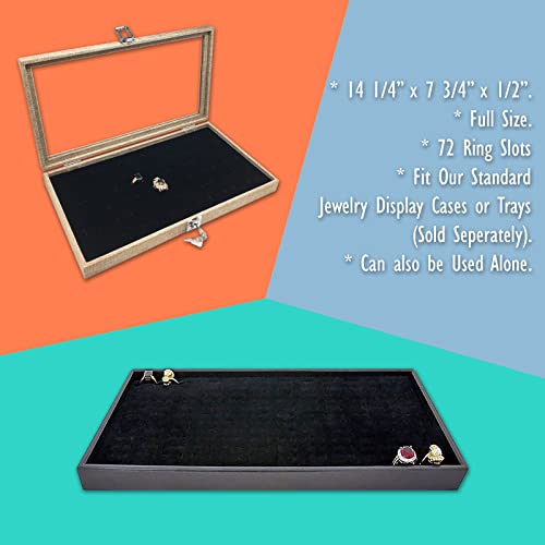 6-Pack Jewelry Display Foam Pad, Tray Insert - 72 Rings Holder Slots - Black Velvet (14x7 Full Size) by TheDisplayGuys - color: Velvet (Black), size: 72 Slots