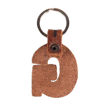 Hide & Drink Thick Leather Alphabet Letter Keychains Handmade Bourbon Brown - color: G