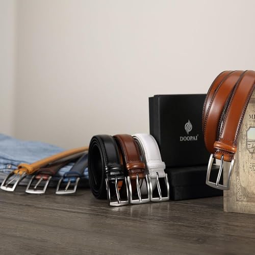 Mens Dress Belt - Genuine Leather Dress Belts For Men,Casual Suit Jeans Belt-Single Prong Buckle black belt - color: 01 Black, size: Fits 42" to 46" waist