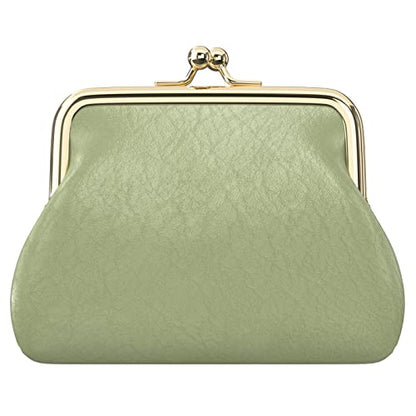 Coin Purse, Small PU Leather Change Purse, Coin Wallet with Clasp | Womens Leather Mini Wallet ID Credit Cards Cash Coin Holder Case Organizer Puse with Clasp - color: Green