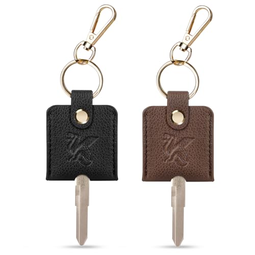 Car Key Cover, 2pcs Leather Key Sleeve, Broken Car Key Loop Replacement, Keychain for Women Men. - style: A