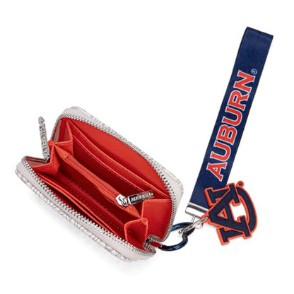 Montana West Auburn NCAA Zip Around Wallet with Lanyard - Game Day Accessory, Embroidered AU Paisley Design NC-AU012BG - color: AU-Beige