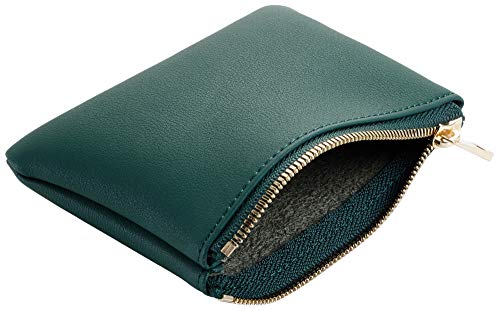 Chelmon Vegan Leather Coin Purse Pouch Change Purse With Zipper For Men Women - color: Green Coal