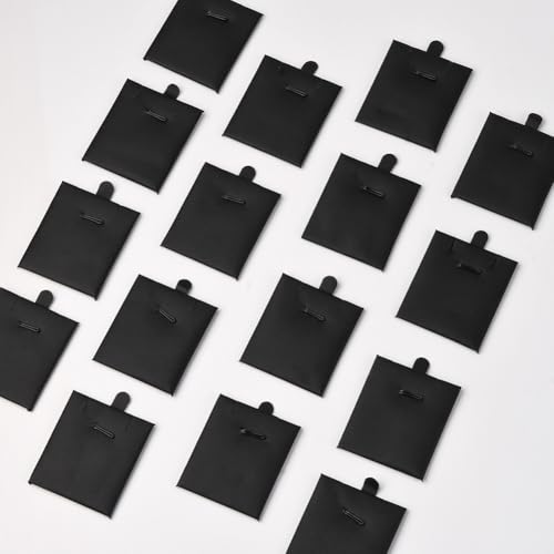 24Pcs 2.7 x 2.1 Inch Black Leather Jewelry Cards Velvet Necklace Display Cards PU Leather Blank Sponge Insert Stackable Organizer Pad Trays for Selling Showing Necklaces Bracelets Jewelry - color: Black