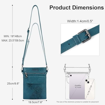 Small Crossbody Purse for Women, Vegan Leather Multi Pocket Bag | Small Crossbody Bags for Women with Embossed Design, Adjustable Strap, Lightweight Travel Shoulder Bag for Daily Use and Gift - color: Peacock-blue