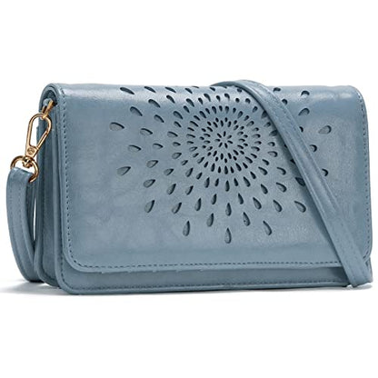APHISON Crossbody Bags For Women,Wristlet Wallet Phone Purse Shoulder handbags Multi-Function Small RFID Clutch Card Holder - color: A1910-1blue