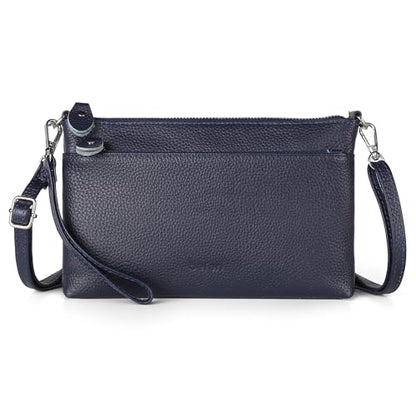 befen Genuine Leather Wristlet Clutch Wallet Purses with RFID Blocking | Small Crossbody Bags Shoulder Handbag for Women, Genuine Leather Wristlet Clutch Wallet Purses with RFID Blocking - color: Navy Blue