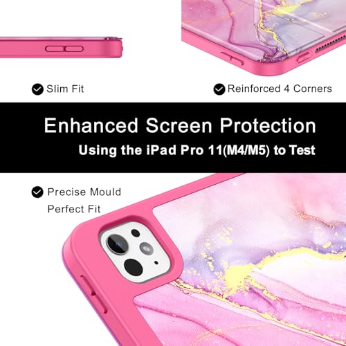 Soke Case for iPad Pro 11 Inch (M5 2025/M4 2024) - Hot Pink Marble | Built-in Apple Pencil Slot, Auto Sleep/Wake, Lightweight Protective Cover - color: C-Hot Pink Marble