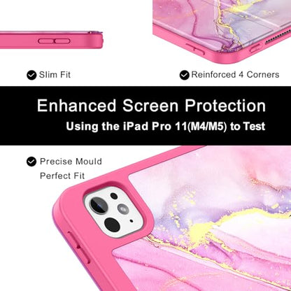 Soke Case for iPad Pro 11 Inch (M5 2025/M4 2024) - Hot Pink Marble | Built-in Apple Pencil Slot, Auto Sleep/Wake, Lightweight Protective Cover - color: C-Hot Pink Marble