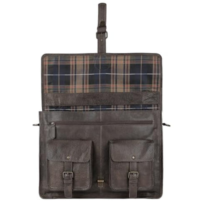 Leather briefcase 18 inch laptop messenger bag for men and women best satchel office bag - color: Grey, size: 18 inch