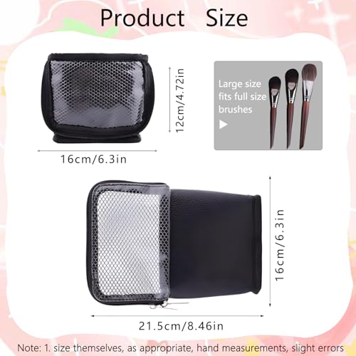 MOND'SUB Makeup Brush Organizer Bag, Makeup Brush Case Travel Makeup Brush Holder Large Professional Cosmetic Bag Artist Storage Bag Essentials Stand-up Foldable Makeup Cup Waterproof （Black, Large） - style: Zipper Bag
