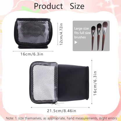 MOND'SUB Makeup Brush Organizer Bag, Makeup Brush Case Travel Makeup Brush Holder Large Professional Cosmetic Bag Artist Storage Bag Essentials Stand-up Foldable Makeup Cup Waterproof （Black, Large） - style: Zipper Bag